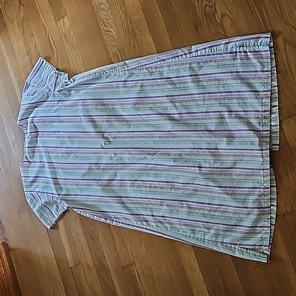 Vintage Kmart Short Sleeve Front Snap Striped  Housecoat Women's Size Medium - Picture 6 of 16